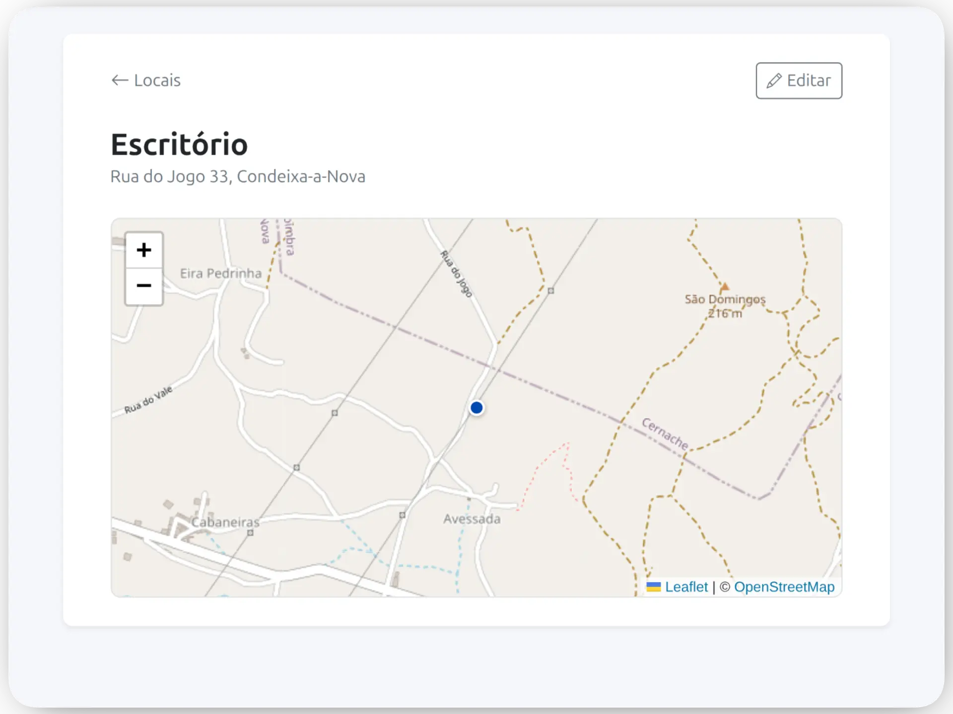 Ecrã ponto de partida do escritório